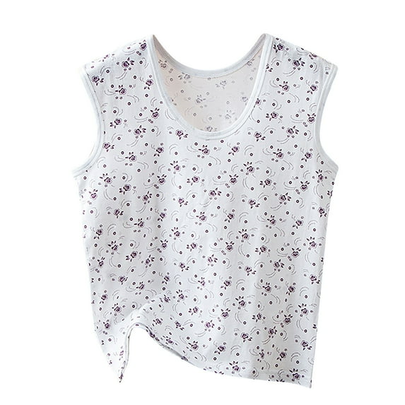 cocolona Womens Plus Size Summer Tank Tops Crew Neck Sleeveless Lightweight T-shirts Casual Loose Floral Print Tops