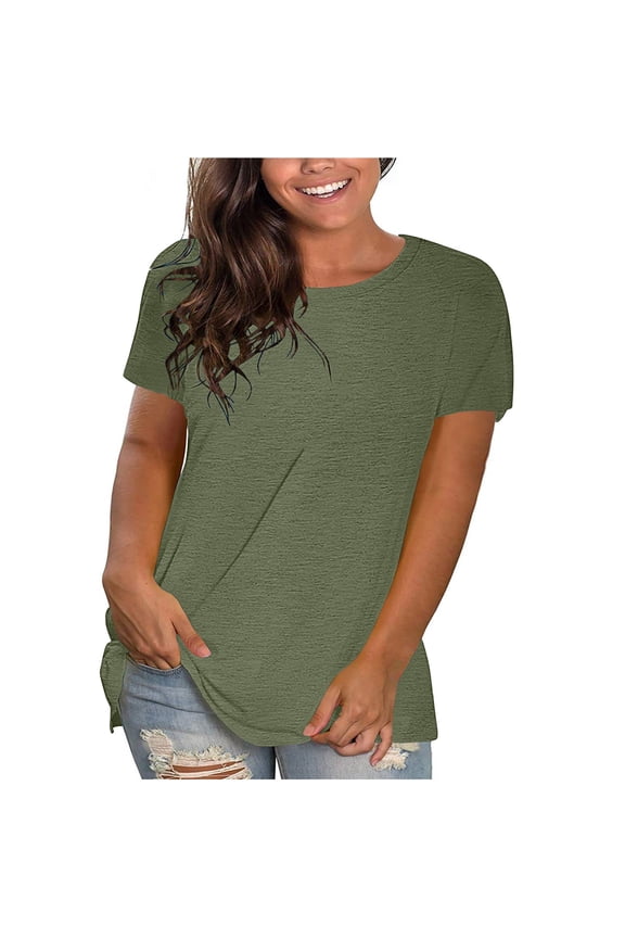 Womens Plus Size Summer Tops Short Sleeve Crew Neck T-shirts Fashion Casual Loose Blouses Basic Tees