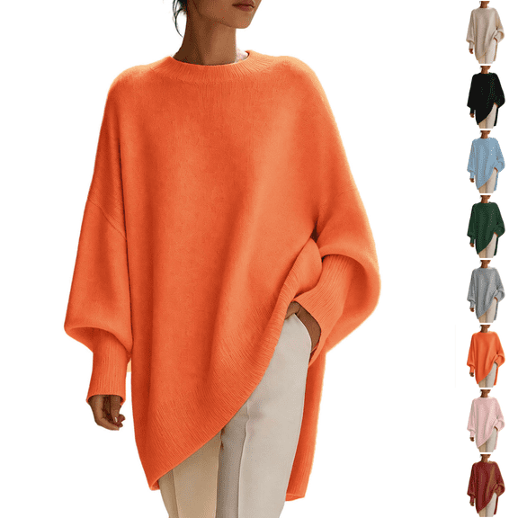 cocolona Womens Plus Size Sweaters Casual Long Sleeve Crew Neck Oversized Sweater Fall Trendy Elegant Knit Sweater