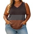 thumbnail image 1 of cocolona Womens Plus Size Tank Tops Striped Printed V Neck Oversized Sleeveless Shirts Trendy Casual Loose Tees, 1 of 7