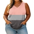 thumbnail image 1 of cocolona Womens Plus Size Tank Tops Striped Printed V Neck Oversized Sleeveless Shirts Trendy Casual Loose Tees, 1 of 7