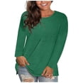 thumbnail image 1 of cocolona Womens Plus Size Tops Fall Casual Loose Crew Neck Long Sleeve Shirts Solid Trendy T-shirts Blouses, 1 of 6