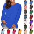 thumbnail image 1 of cocolona Womens Plus Size Tops Fall Casual Loose Crew Neck Long Sleeve Shirts Solid Trendy T-shirts Blouses, 1 of 7