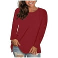 thumbnail image 1 of cocolona Womens Plus Size Tops Fall Casual Loose Crew Neck Long Sleeve Shirts Solid Trendy T-shirts Blouse, 1 of 6