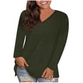 thumbnail image 1 of cocolona Womens Plus Size Tops Fall Casual Loose V Neck Long Sleeve Shirts Solid Trendy T-shirts Blouse, 1 of 6
