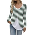 thumbnail image 1 of cocolona Womens Plus Size Tops Fall Long Sleeve Fake Two-piece Shirts Fashion Striped Tunic Tops Dressy Casual Blouses, 1 of 6