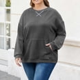 thumbnail image 1 of cocolona Womens Plus Size Tops Fall Winter Long Sleeve Crew Neck Shirts Oversized Pullover Sweatshirts Dressy Casual Blouses with Pockets, 1 of 5