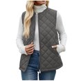 thumbnail image 1 of cocolona Womens Puffer Vest Winter Lightweight Sleeveless Warm Quilted Jacket Fashion Casual Solid Color Coat with Zipper Pocket, 1 of 8