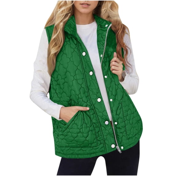 cocolona Womens Puffer Vest Zip Up Stand Collar Sleeveless Quilted Jacket Fashion Casual Lightweight Puffer Coats Winter Outwear Outfits