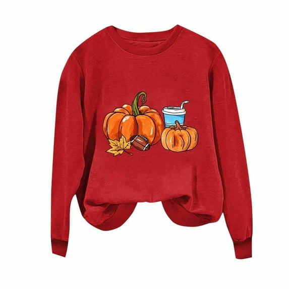cocolona Womens Pumpkin Graphic Sweatshirts Fall Long Sleeve Crewneck Shirts Fashion Casual Loose Pullover Tops Thanksgiving Gifts