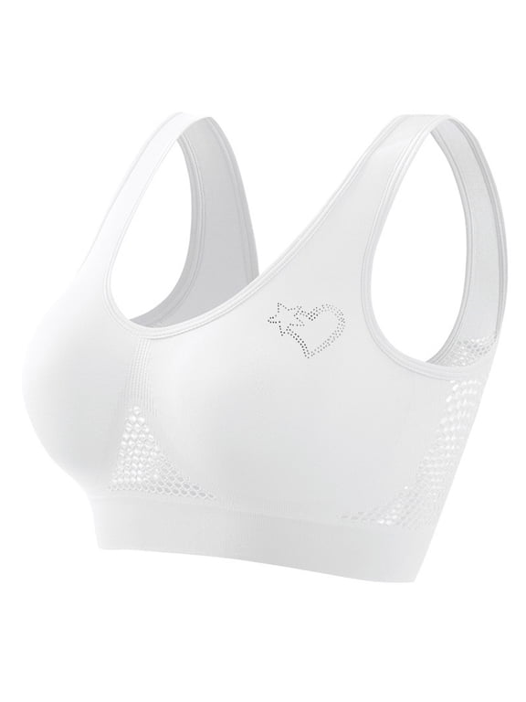Womens Seamless Sports Bras with Removable Pads Light Stretch Wirefree Mesh Yoga Bras Plus Size Sports Bras
