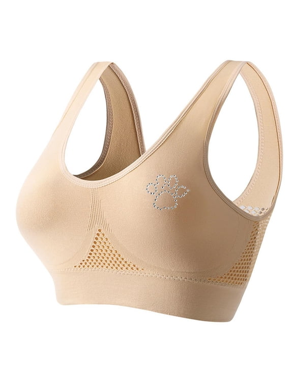 Womens Seamless Sports Bras with Removable Pads Light Stretch Wirefree Mesh Yoga Bras Plus Size Sports Bras