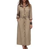 cocolona Womens Shirts Dresses Long Sleeve Lapel Button Down Dress ...
