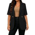 thumbnail image 1 of cocolona Womens Short Sleeve Blazer Open Front Lightweight Button Down Suit Jacket Casual Business Trendy Outfits, 1 of 7