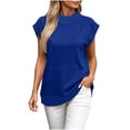 thumbnail image 1 of cocolona Womens Short Sleeve Sweatshirt Crew Neck Solid Color Casual Loose Pullover Tops with Pockets, 1 of 6