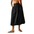 thumbnail image 1 of cocolona Womens Skirts for Women Summer Elastic High Waist Flowy Midi Skirts Fashion Casual Loose Beach Vacation A Line Skirts Black S, 1 of 7