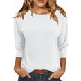 thumbnail image 1 of cocolona Womens Solid Color 3/4 Sleeve Tops Crew Neck Basic Loose Shirt Dressy Casual Outfits Blouses, 1 of 6