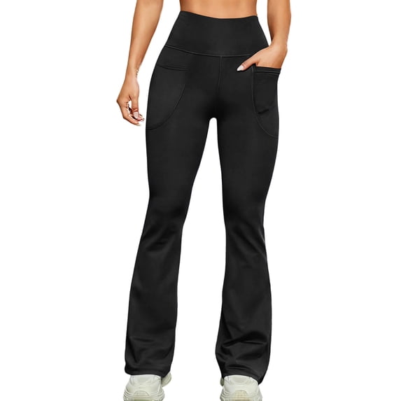 cocolona Womens Solid Color Casual Flare Leggings Elastic Waist Stretch Slim Wide Leg Workout Gym Yoga Pants