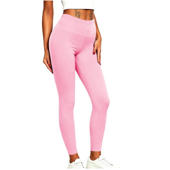 cocolona Womens Solid Color Casual Leggings Elastic Waist Stretch Slim Gym Workout Yoga Pants