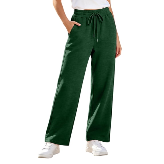 cocolona Womens Solid Color Casual Loose Sweatpants Elastic Waist Drawstring Wide Leg Gym Workout Running Pants with Pockets
