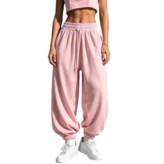 cocolona Womens Solid Color Casual Sweatpants Elastic Waist Drawstring Curved Workout Running Jogger Pants with Pockets