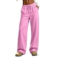 thumbnail image 1 of cocolona Womens Solid Color Casual Sweatpants Elastic Waist Drawstring Wide Leg Gym Workout Running Pants with Pockets, 1 of 5