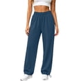 thumbnail image 1 of cocolona Womens Solid Color Casual Sweatpants Elastic Waist Straight Wide Leg Gym Workout Running Pants with Pockets, 1 of 5
