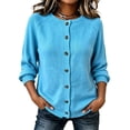 thumbnail image 1 of cocolona Womens Solid Color Sweater Cardigan Button Down Crew Neck Plus Size Knit Cardigan Loose Casual Soft Basic Sweater Sizes XS-4XL, 1 of 6