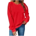 thumbnail image 1 of cocolona Womens Solid Color Sweatshirts Crewneck Long Sleeve Shirts Fall Winter Fashion Casual Loose Pullover Tops Blouse, 1 of 4