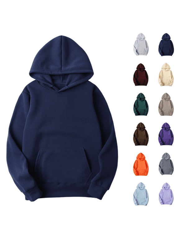 Womens Solid Hoodies Fall Fashion Casual Long Sleeve Hooded Sweatshirts Loose Comfy Trendy Pullover Tops with Pockets