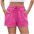 thumbnail image 1 of cocolona Womens Spring Summer Elastic waist Drawstring Shorts Casual Solid Loose Beach Shorts Lounge Shorts with Pockets, 1 of 4