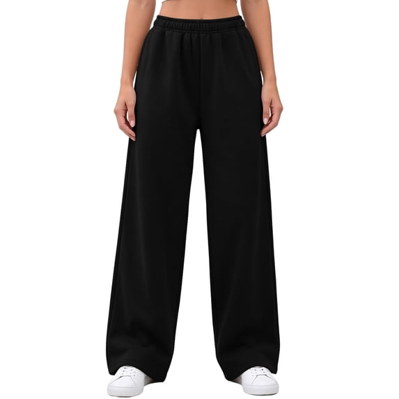 cocolona Womens Street Casual Sweatpants Elastic Waist Drawstring Wide Leg Travel Lounge Pants with Pockets
