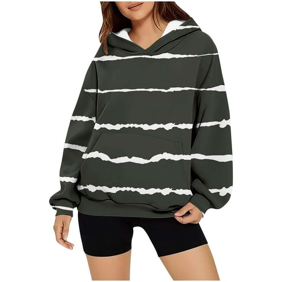 cocolona Womens Striped Hoodie Fall Winter Casual Long Sleeve Oversized Hooded Sweatshirts Trendy Pullover Tops with Pockets