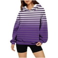 thumbnail image 1 of cocolona Womens Striped Hoodie Fall Winter Casual Long Sleeve Oversized Hooded Sweatshirts Trendy Pullover Tops with Pockets, 1 of 4