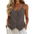 thumbnail image 1 of cocolona Womens Summer Camisole Linen Tank Tops V Neck Sleeveless Button Shirts Trendy Casual Adjustable Strap Solid Color Blouses, 1 of 6