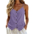 thumbnail image 1 of cocolona Womens Summer Camisole Linen Tank Tops V Neck Sleeveless Button Shirts Trendy Casual Adjustable Strap Solid Color Blouses, 1 of 6