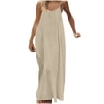 thumbnail image 1 of cocolona Womens Summer Camisole Maxi Dress Casual Solid Color Crew Neck Sleeveless Backless Long Dress Vacation Beach Sundress, 1 of 7