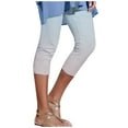 thumbnail image 1 of cocolona Womens Summer Capri Pants Casual Slim Solid Color Elastic Waisted Cropped Trousers, 1 of 4