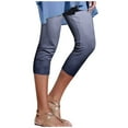 thumbnail image 1 of cocolona Womens Summer Capri Pants Casual Slim Solid Color Elastic Waisted Cropped Trousers, 1 of 4