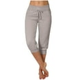 thumbnail image 1 of cocolona Womens Summer Capri Pants Elastic Waist Drawstring Sweatpants Joggers Yoga Pants Casual Solid Color Beach Pants, 1 of 6
