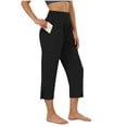 thumbnail image 1 of cocolona Womens Summer Capri Pants with Pockets Fashion Casual Loose Stretch Slit Workout Yoga Pants, 1 of 8