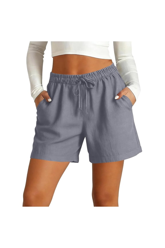 Womens Summer Casual Athletic Beach Shorts Elastic Waist Drawstring Wide Leg Workout Gym Running Shorts with Pocket