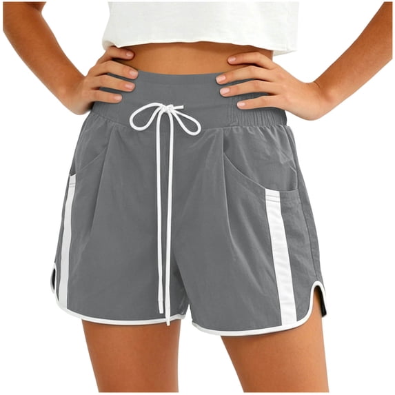 cocolona Womens Summer Casual Athletic Shorts Elastic Waist Drawstring Workout Gym Running Shorts with Pockets