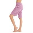 thumbnail image 1 of cocolona Womens Summer Casual Beach Shorts Elastic Waist Drawstring Lounge Athletic Knee Length Shorts with Pocket, 1 of 3