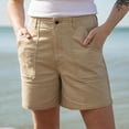 thumbnail image 1 of cocolona Womens Summer Casual Bermuda Shorts Elastic Waist Straight Wide Leg Chino Work Shorts with Pockets, 1 of 5