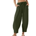 thumbnail image 1 of cocolona Womens Summer Casual Capri Palazzo Pants Elastic Waist Drawstring Wide Leg Travel Beach Pants with Pockets, 1 of 5