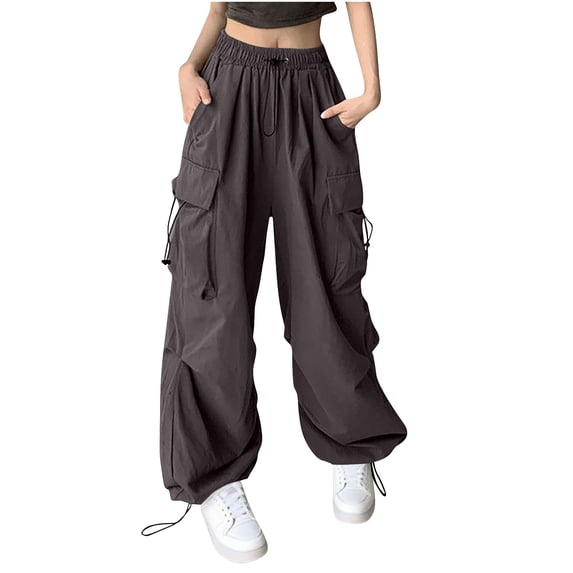 cocolona Womens Summer Casual Cargo Pants Elastic Waist Straight Outdoor Hiking Jogger Pants with Pockets