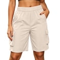 thumbnail image 1 of cocolona Womens Summer Casual Cargo Shorts Elastic Waist Wide Leg Knee Length Outdoor Hiking Shorts with Pockets, 1 of 5