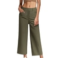 thumbnail image 1 of cocolona Womens Summer Casual Dress Pants Elastic Waist Straight Wide Leg Business Work Pants with Pocket, 1 of 5