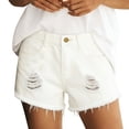 thumbnail image 1 of cocolona Womens Summer Casual Fashion Ripped Jeans Shorts Elastic Button Waist Denim Mini Shorts with Pocket, 1 of 5